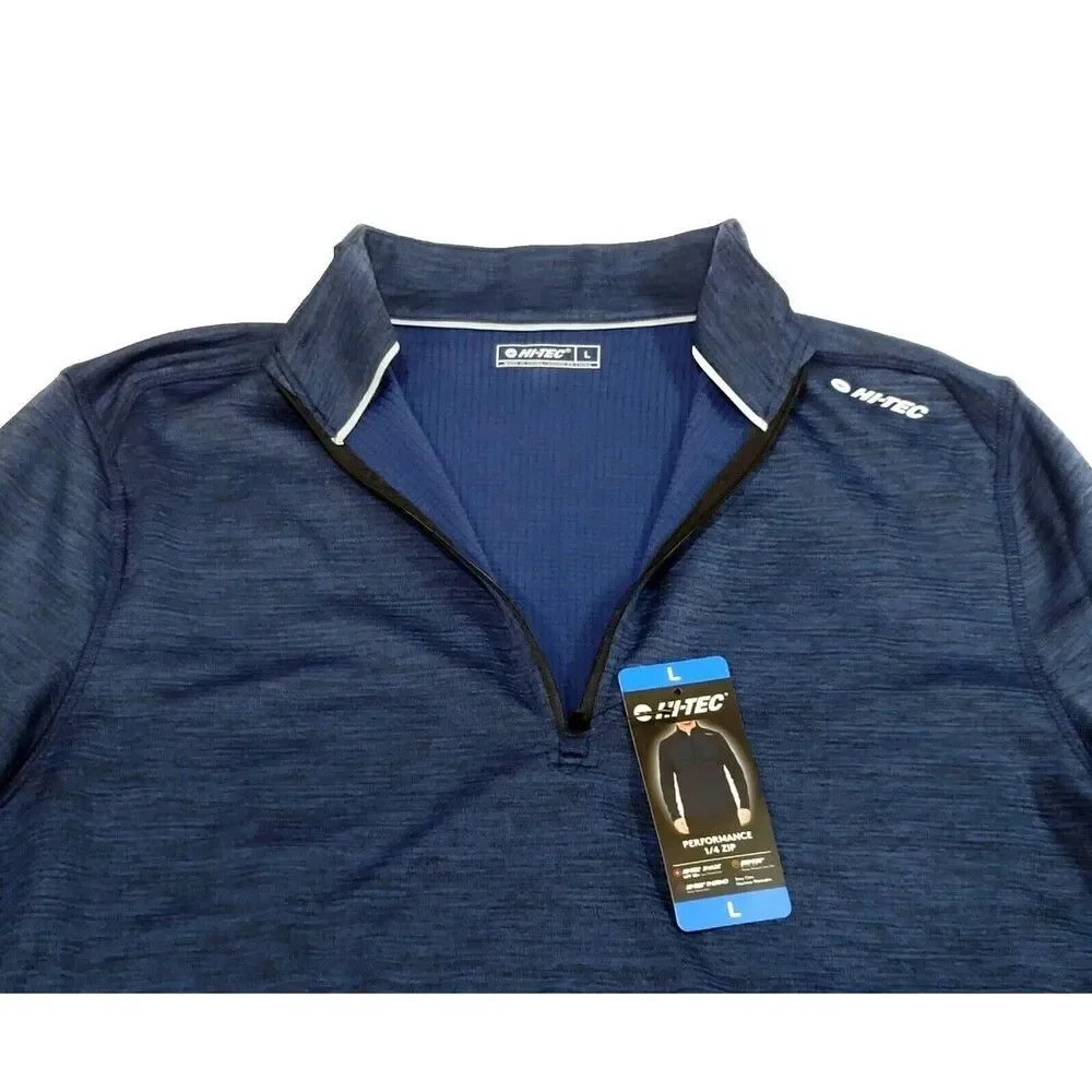 HI-TEC Men's 1/4 Zip Performance Pullover UPF 50+ Thermo Easy Care Navy, Size L